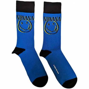 【予約商品】NIRVANA Unisex Ankle Socks: Inverse Happy Face (Blue) (UK Size 7 - 11) - BLUE