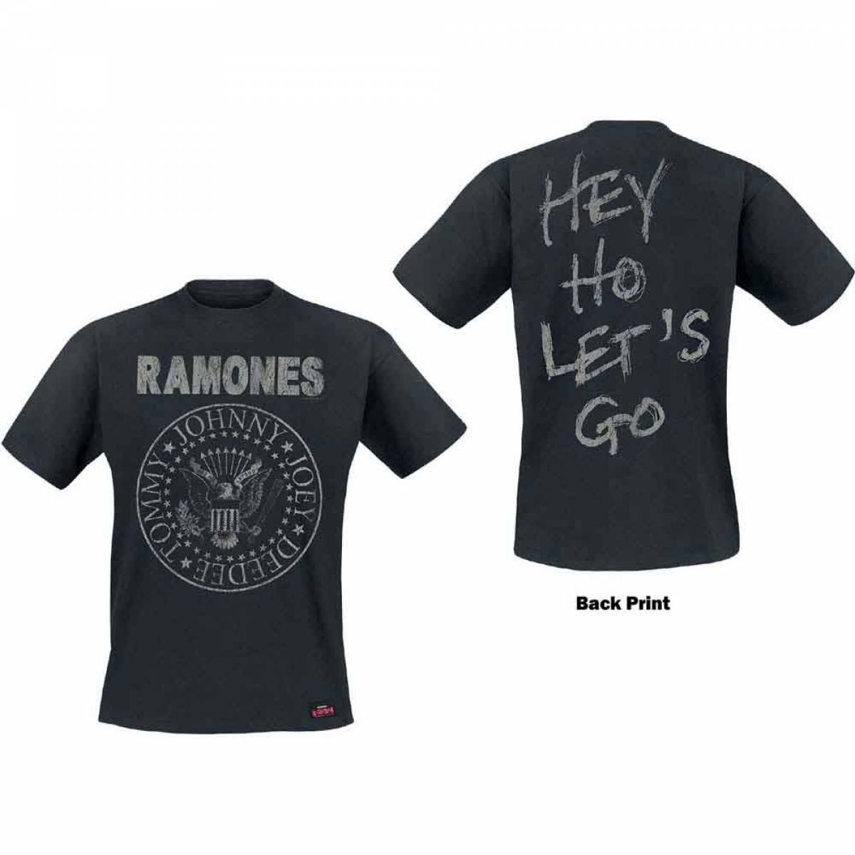 【予約商品】RAMONES バンドTシャツ ユニセックス: Seal Hey Ho (Black) (Back Print) - BLACK