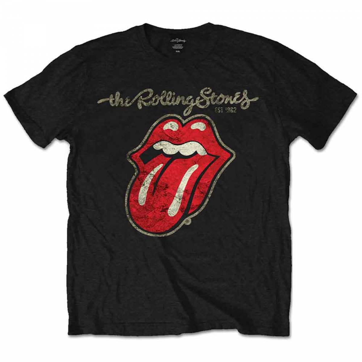 【予約商品】THE ROLLING STONES バンドTシャツ ユニセックス: Plastered Tongue (Black) - BLACK