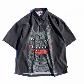 Subciety (サブサエティ) Jacquard stripe wide shirt - Black Subciety (サブサエティ) Jacquard stripe wide shirt - Black