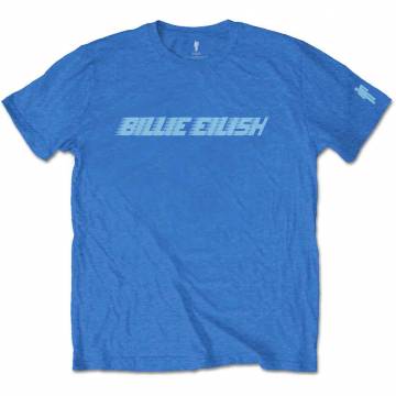 【予約商品】BILLIE EILISH バンドTシャツ ユニセックス: Blue Racer Logo (Blue) (Sleeve Print) - BLUE