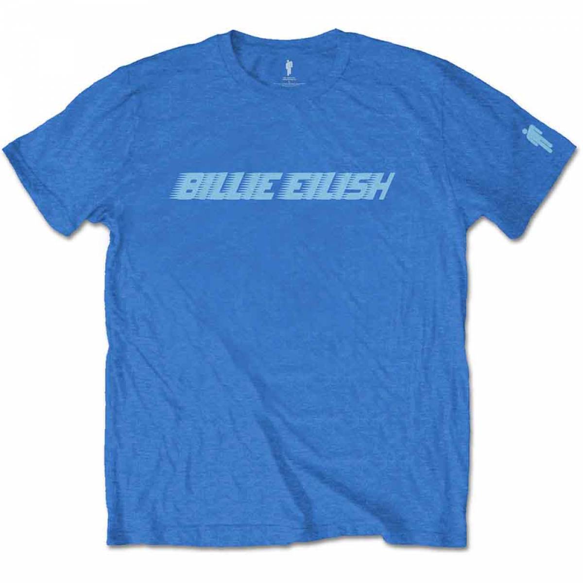 【予約商品】BILLIE EILISH バンドTシャツ ユニセックス: Blue Racer Logo (Sleeve Print) - BLUE