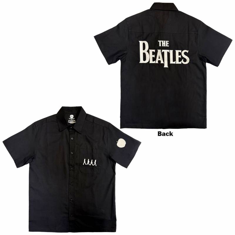 【予約商品】THE BEATLES Unisex Casual Shirt: Apple Logo / Walking (Black) (Back & Sleeve Print)