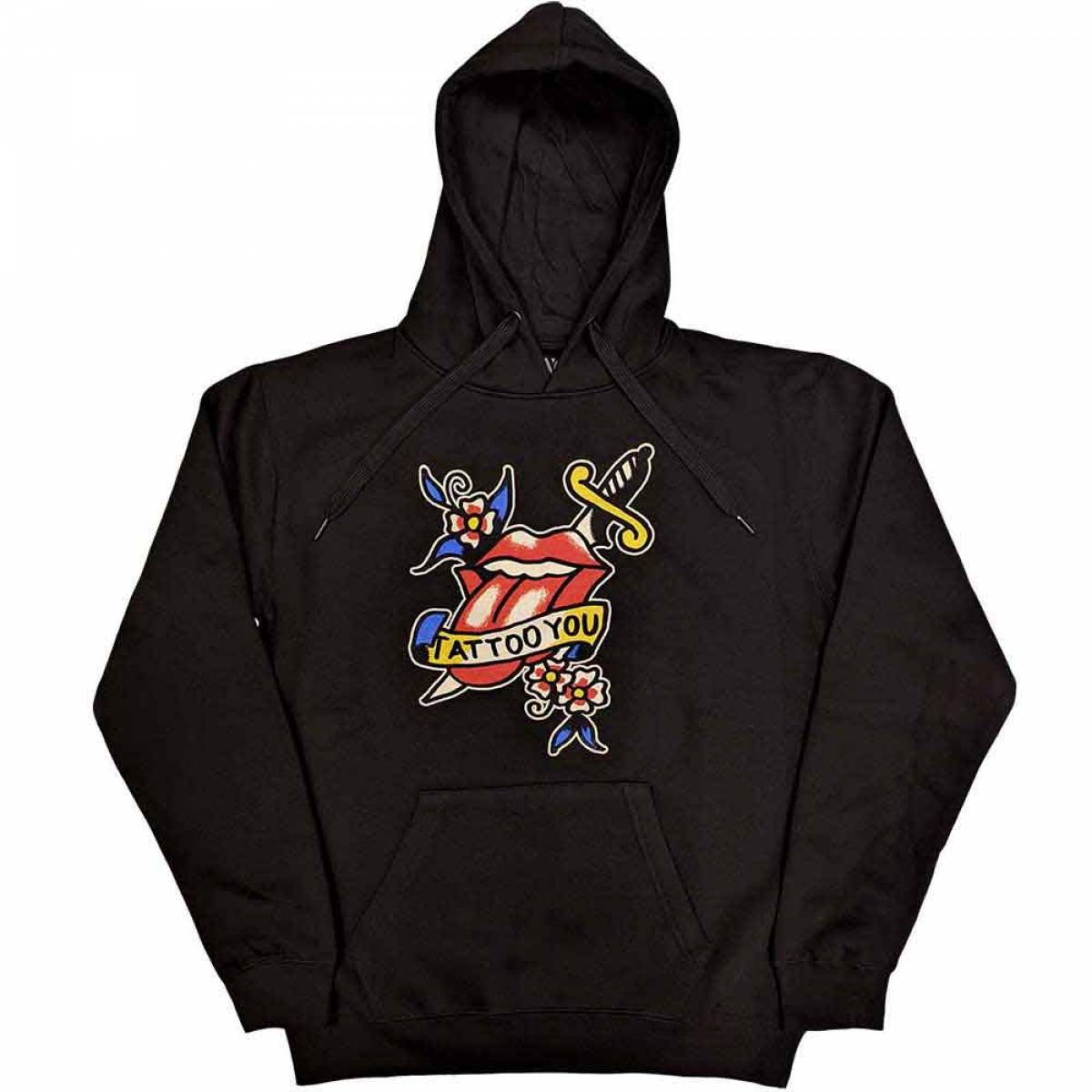 【予約商品】THE ROLLING STONES Unisex Pullover Hoodie: Tattoo You Lick (Black) - BLACK
