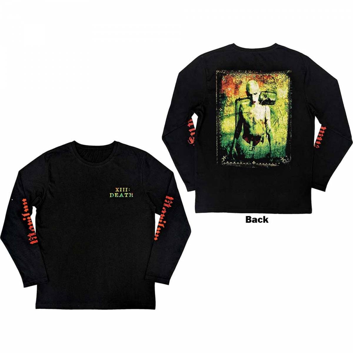 MARILYN MANSON Unisex Long Sleeve Tシャツ: Death (Back & Sleeve Print)