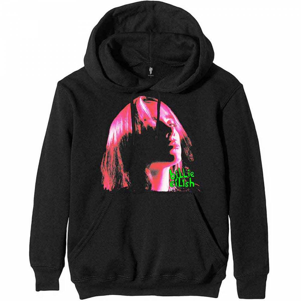 【予約商品】BILLIE EILISH Unisex Pullover Hoodie: Neon Shadow Pink - BLACK
