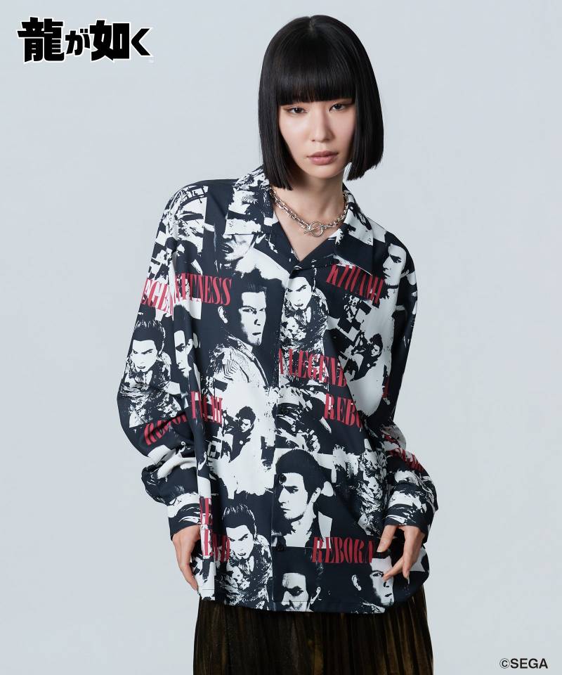 【予約商品】龍が如く×glamb(グラム) Kazuma Kiryu Shirt - Black