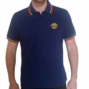 【予約商品】GUNS N' ROSES Unisex Polo Shirt: Classic Logo (Navy Blue) - NAVY BLUE