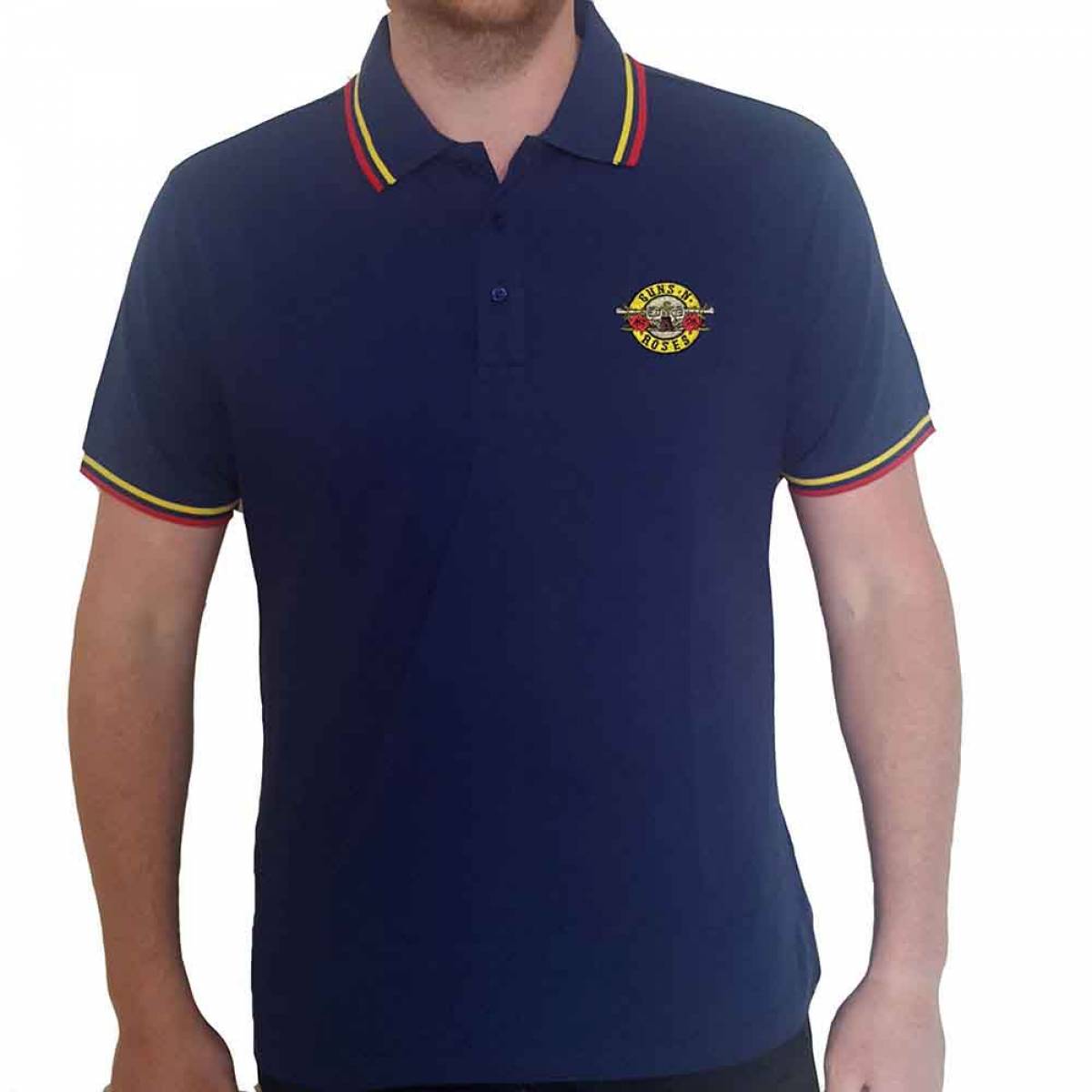 【予約商品】GUNS N' ROSES Unisex Polo Shirt: Classic Logo (Navy Blue) - NAVY BLUE