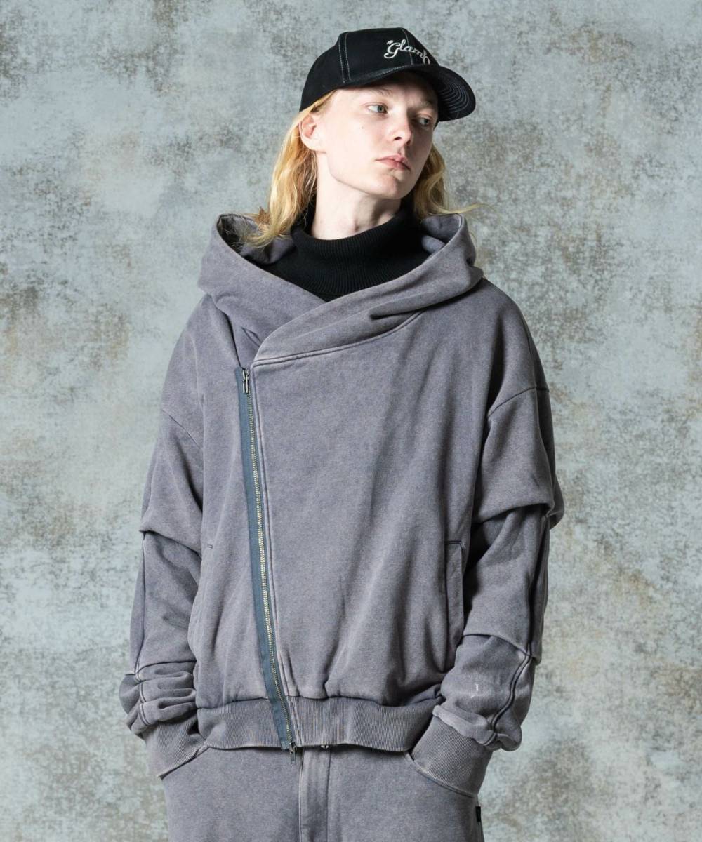 【予約商品】glamb(グラム)GB0325/CS23 : Distorted Riders Hoodie / ディストーテッドライダースフーディ - Gray