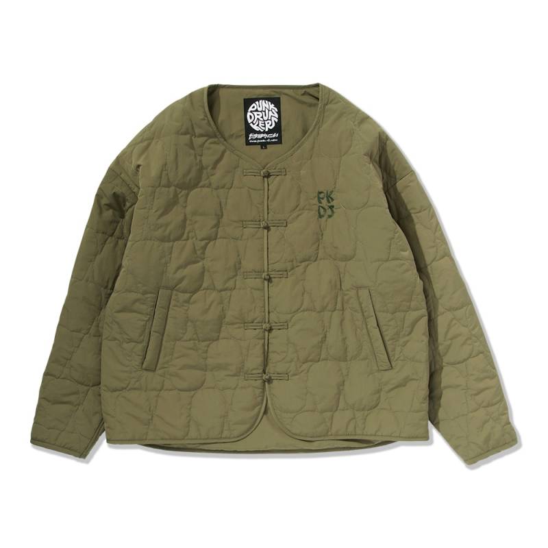 【予約商品】PUNK DRUNKERS (パンク・ドランカーズ) PKDSチャイナキルティングJKT - KHAKI