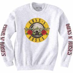 【予約商品】GUNS N' ROSES Unisex Sweatshirt: Classic Text & Logos (White) (Sleeve Print)