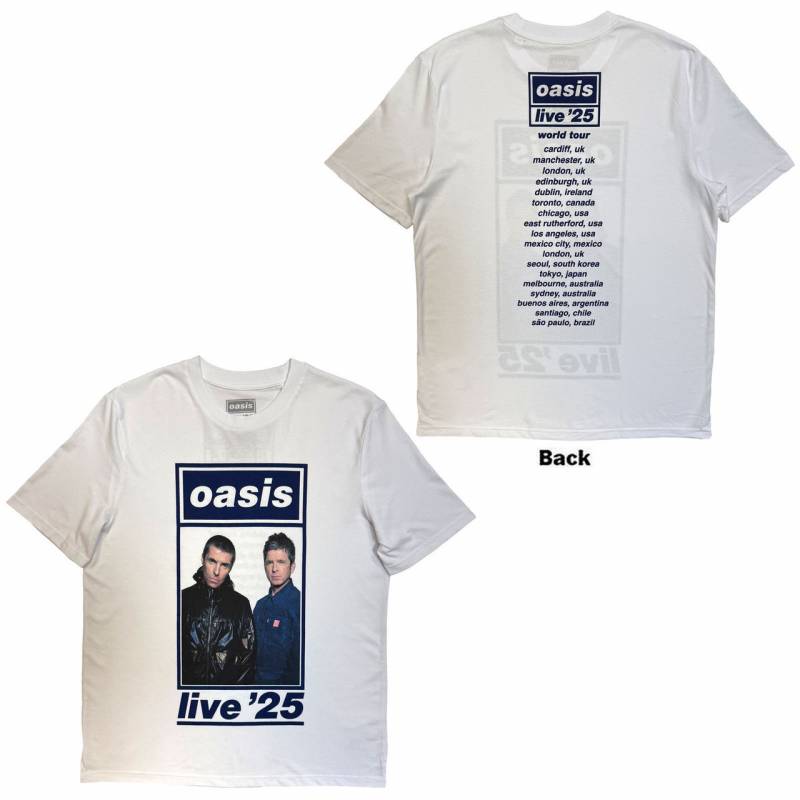 【予約商品】OASIS バンドTシャツ ユニセックス: Colour Photo Live '25 World Tour (White) (Back Print & Ex-Tour)