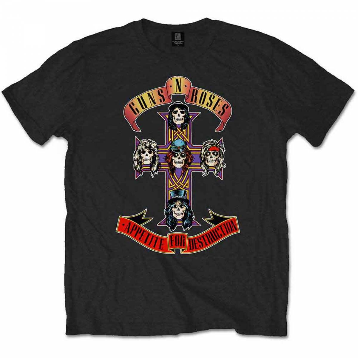 GUNS N' ROSES バンドTシャツ ユニセックス: Appetite for Destruction (Black) - BLACK