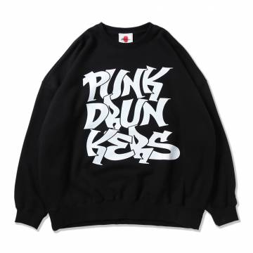【予約商品】PUNK DRUNKERS (パンクドランカーズ) BIGロゴBIGトレーナー - BLACK