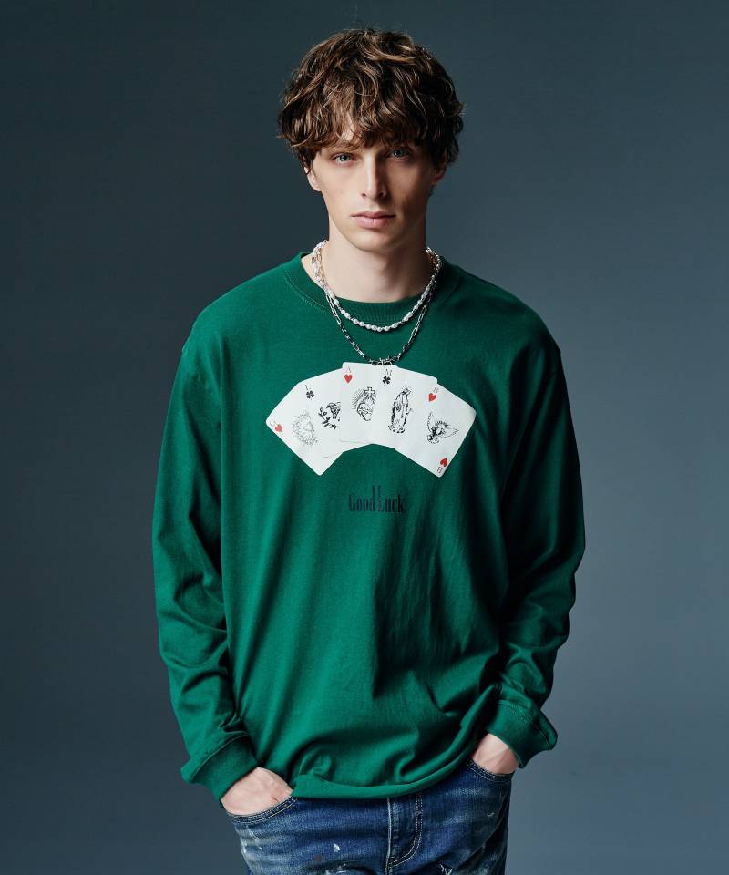 【予約商品】glamb(グラム) Good Luck Card Cutsew / グッドラックカードカットソー - Green