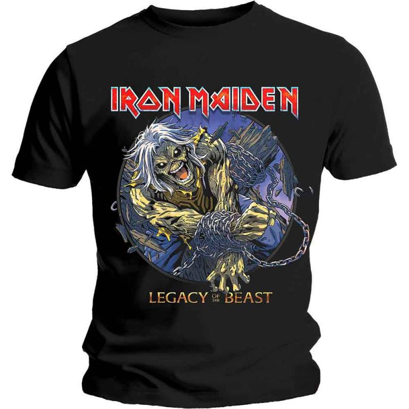 【予約商品】IRON MAIDEN バンドTシャツ ユニセックス: Eddie Chained Legacy (Black)