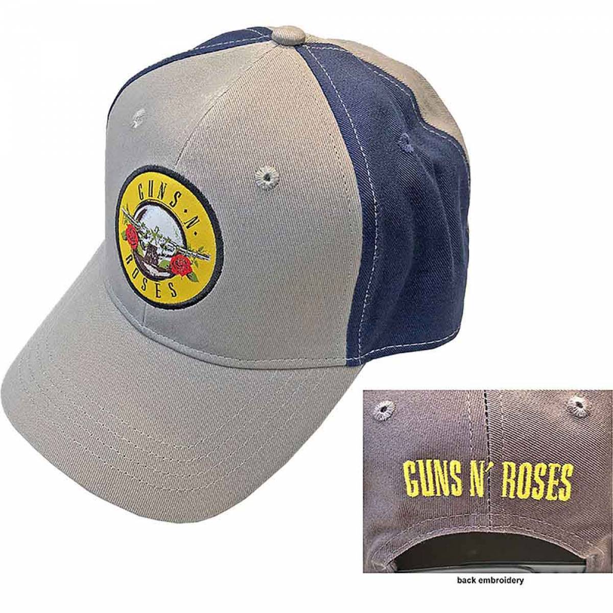 【予約商品】GUNS N' ROSES Unisex Baseball Cap: Circle Logo (Grey & Navy Blue) (2-Tone) - GREY & NAVY BLUE