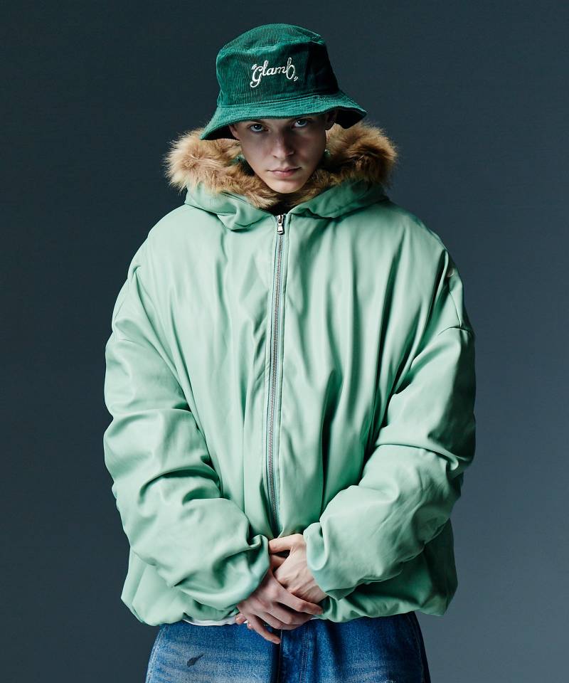 【予約商品】glamb(グラム) Synth Leather Puff Jacket / シンセレザーパフジャケット - Mint