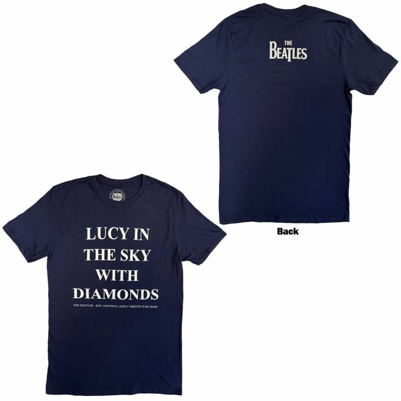 【予約商品】THE BEATLES バンドTシャツ ユニセックス: Lucy In The Sky With Diamonds (Navy Blue) (Back Print)