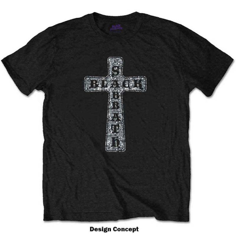 【予約商品】BLACK SABBATH バンドTシャツ ユニセックス: Cross (Black) (Embellished)