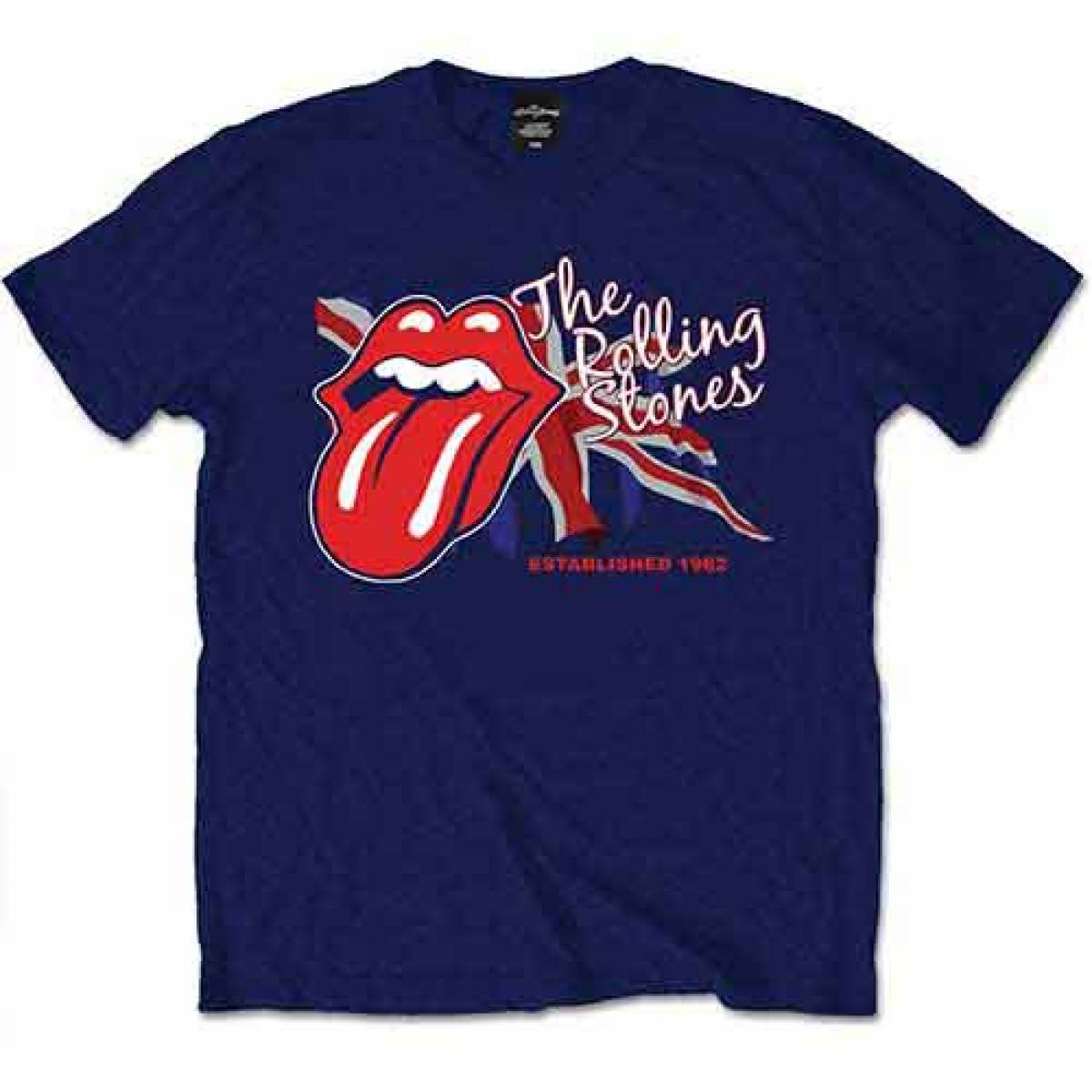 【予約商品】THE ROLLING STONES バンドTシャツ ユニセックス: Lick the Flag (Navy Blue) - NAVY BLUE