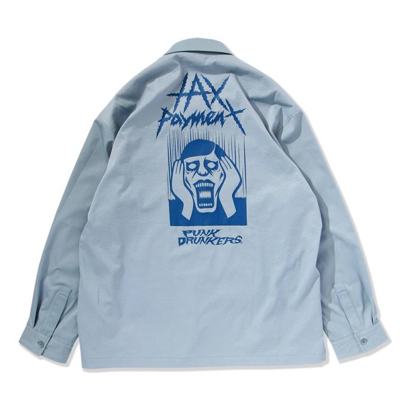 【予約商品】PUNK DRUNKERS (パンク・ドランカーズ) 3大義務ワークシャツ - BLUE