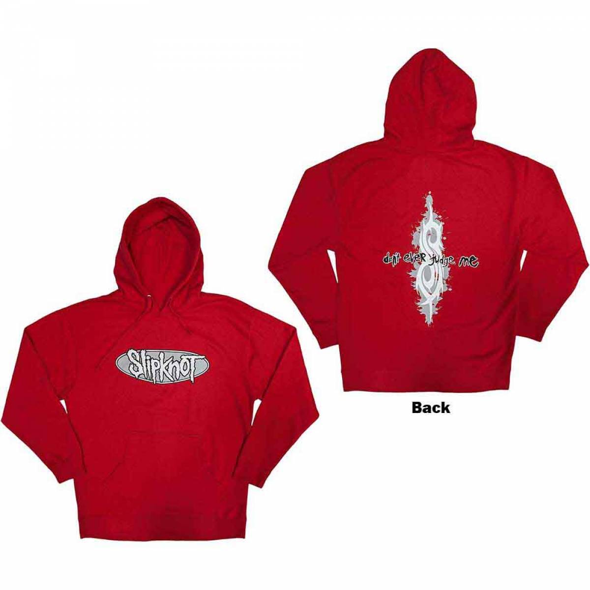 【予約商品】SLIPKNOT Unisex Pullover Hoodie: Don't Ever Judge Me (Red) (Back Print) - RED