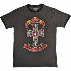 【予約商品】GUNS N' ROSES Unisex Ringer バンドTシャツ: Appetite for Destruction (Charcoal Grey)