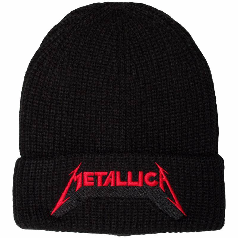 【予約商品】METALLICA Unisex Beanie Hat: Red Logo Shadow (Black)