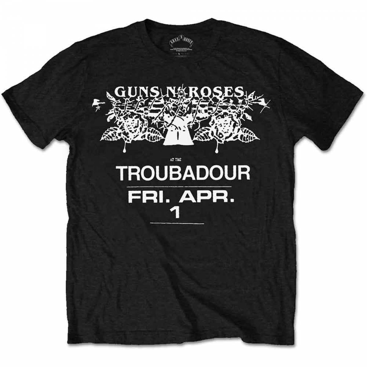 【予約商品】GUNS N' ROSES バンドTシャツ ユニセックス: Troubadour Flyer (Black) - BLACK
