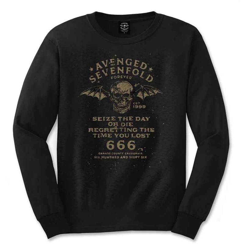 【予約商品】AVENGED SEVENFOLD Unisex Long Sleeve バンドTシャツ: Seize the Day (Black)