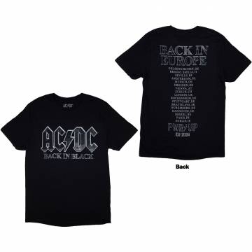 【予約商品】AC/DC バンドTシャツ ユニセックス: Back In Black PWR-UP EU Tour '24 (Back Print & Ex-Tour) - BLACK