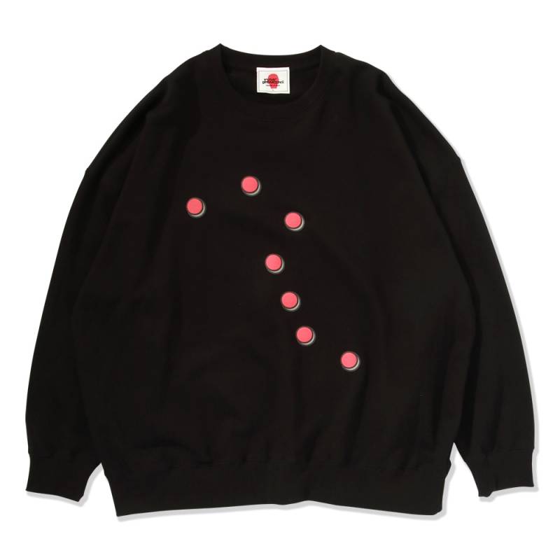 【予約商品】PUNK DRUNKERS (パンク・ドランカーズ) ボタンが北斗七星BIGトレーナー - BLACK
