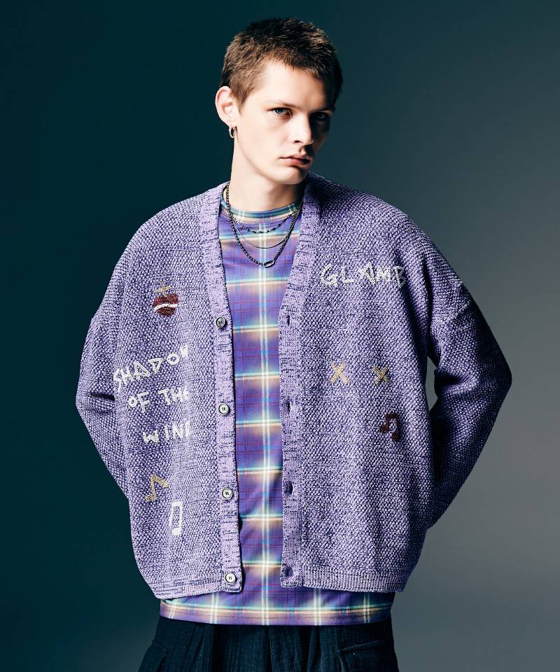 【予約商品】glamb(グラム) Hand Beaded Cardigan / ハンドビーデッドカーディガン - Purple