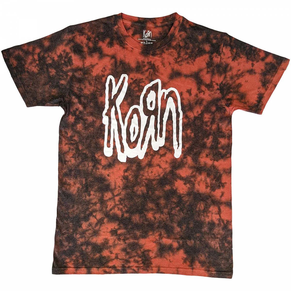 【予約商品】KORN バンドTシャツ ユニセックス: Logo Outline (Red) (Wash Collection) - RED