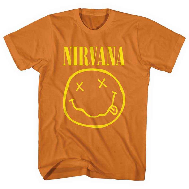 【予約商品】NIRVANA バンドTシャツ ユニセックス: Yellow Happy Face (Orange)