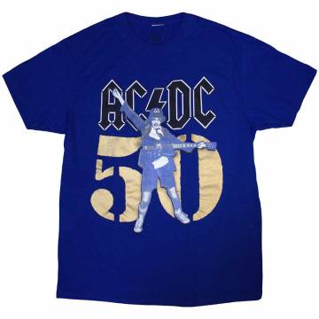 【予約商品】AC/DC バンドTシャツ ユニセックス: Gold Fifty (Blue) - BLUE