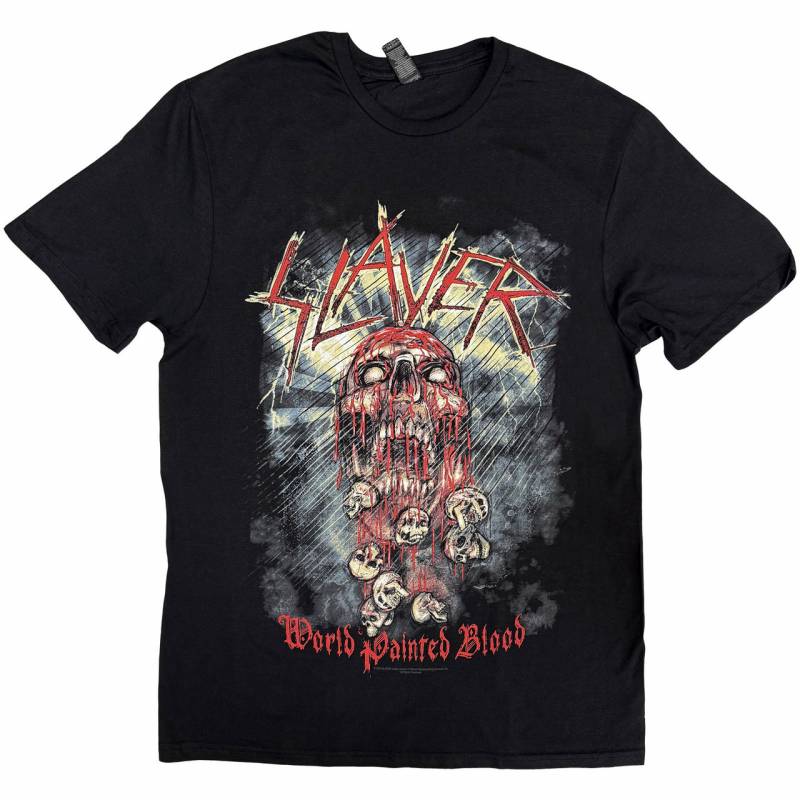 【予約商品】SLAYER バンドTシャツ ユニセックス: World Painted Blood Skull (Black)