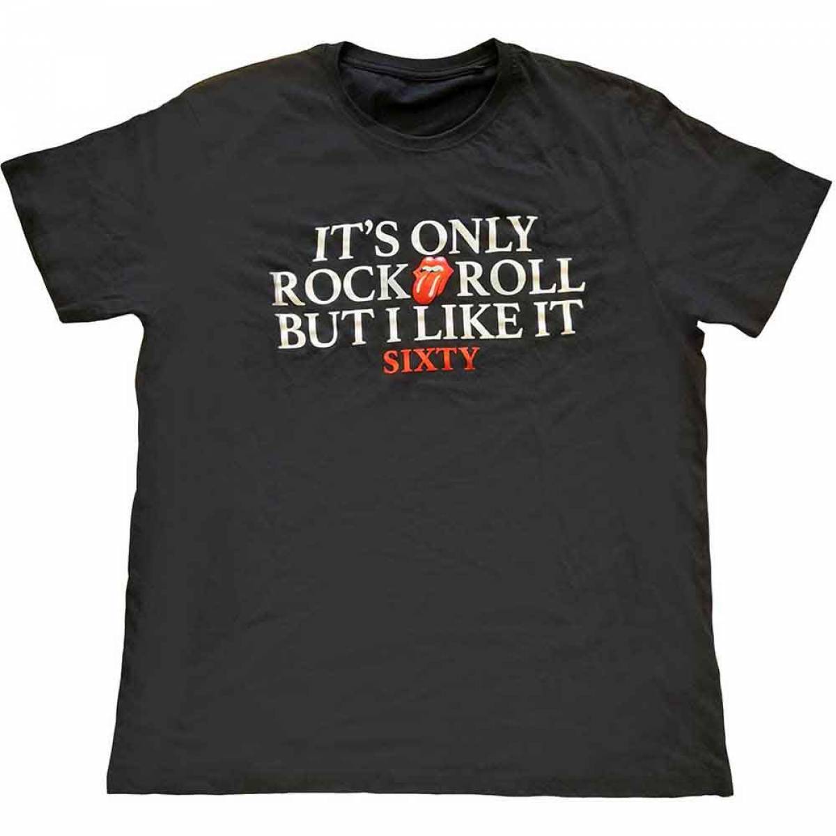 【予約商品】THE ROLLING STONES バンドTシャツ ユニセックス: Sixty It's only R&R but I like it Foiled Print (Black) (Embellished) - BLACK