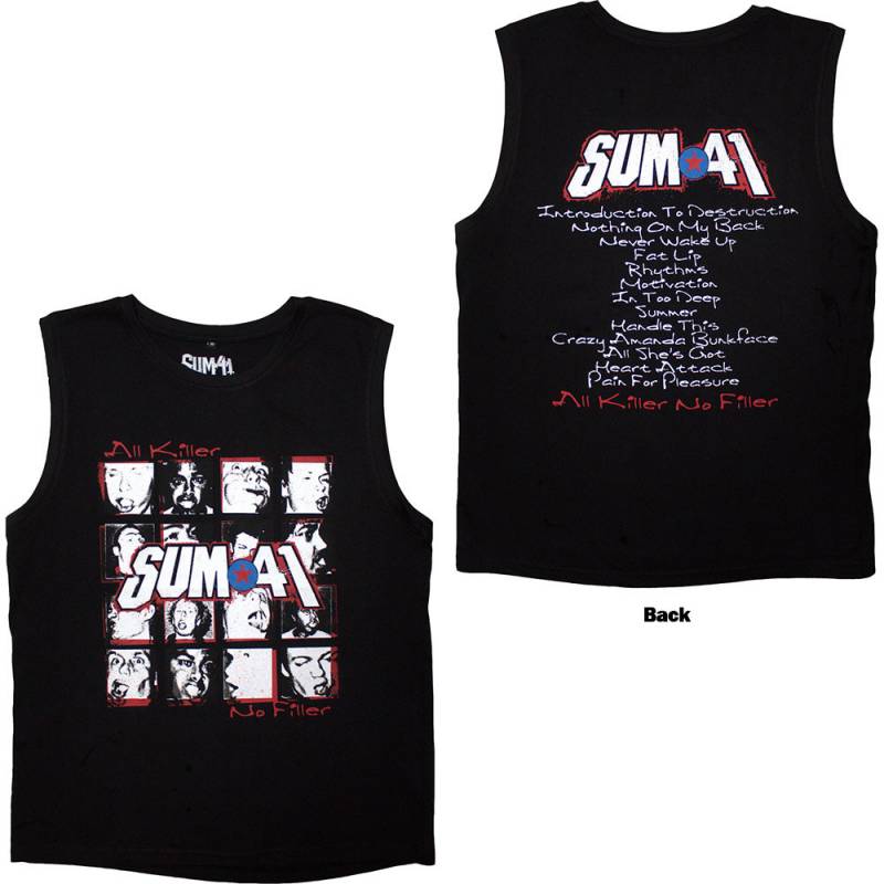 【予約商品】Sum 41 Unisex Tank バンドTシャツ: All Killer No Filler Tracklist (Black) (Back Print)