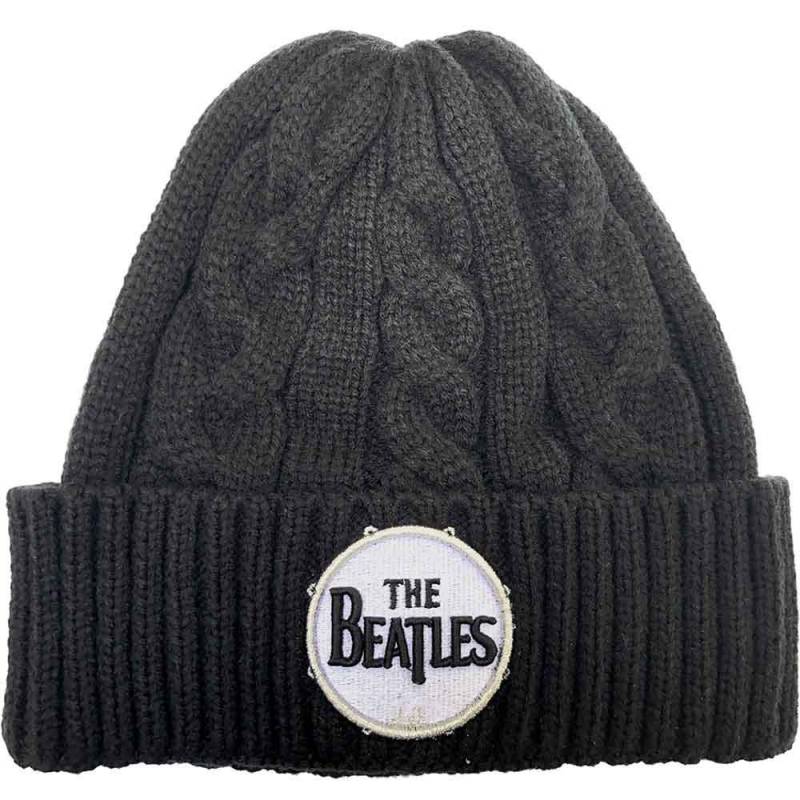 【予約商品】THE BEATLES Unisex Beanie Hat: Drum Logo (Black) (Cable Knit)