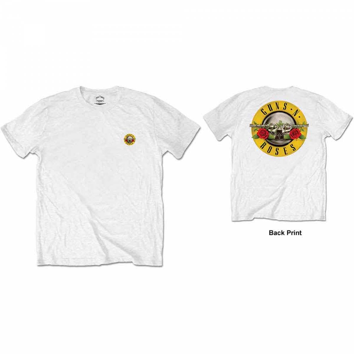 【予約商品】GUNS N' ROSES Unisex Retail Pack バンドTシャツ: Classic Logo (White) (Back Print) - WHITE
