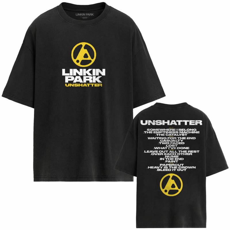 【予約商品】LINKIN PARK バンドTシャツ ユニセックス: Unshatter Tracklist (Black) (Back Print)