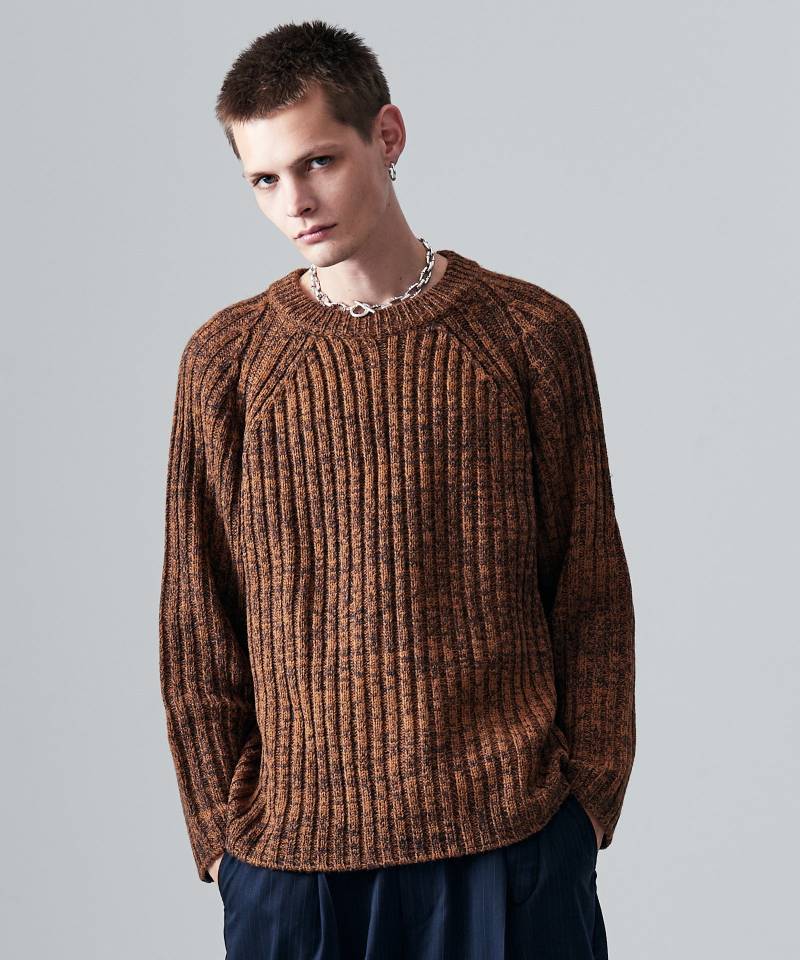 【予約商品】glamb(グラム)Blue Noise Low Gauge Rib Knit / ブルーノイズローゲージリブニット - Brown