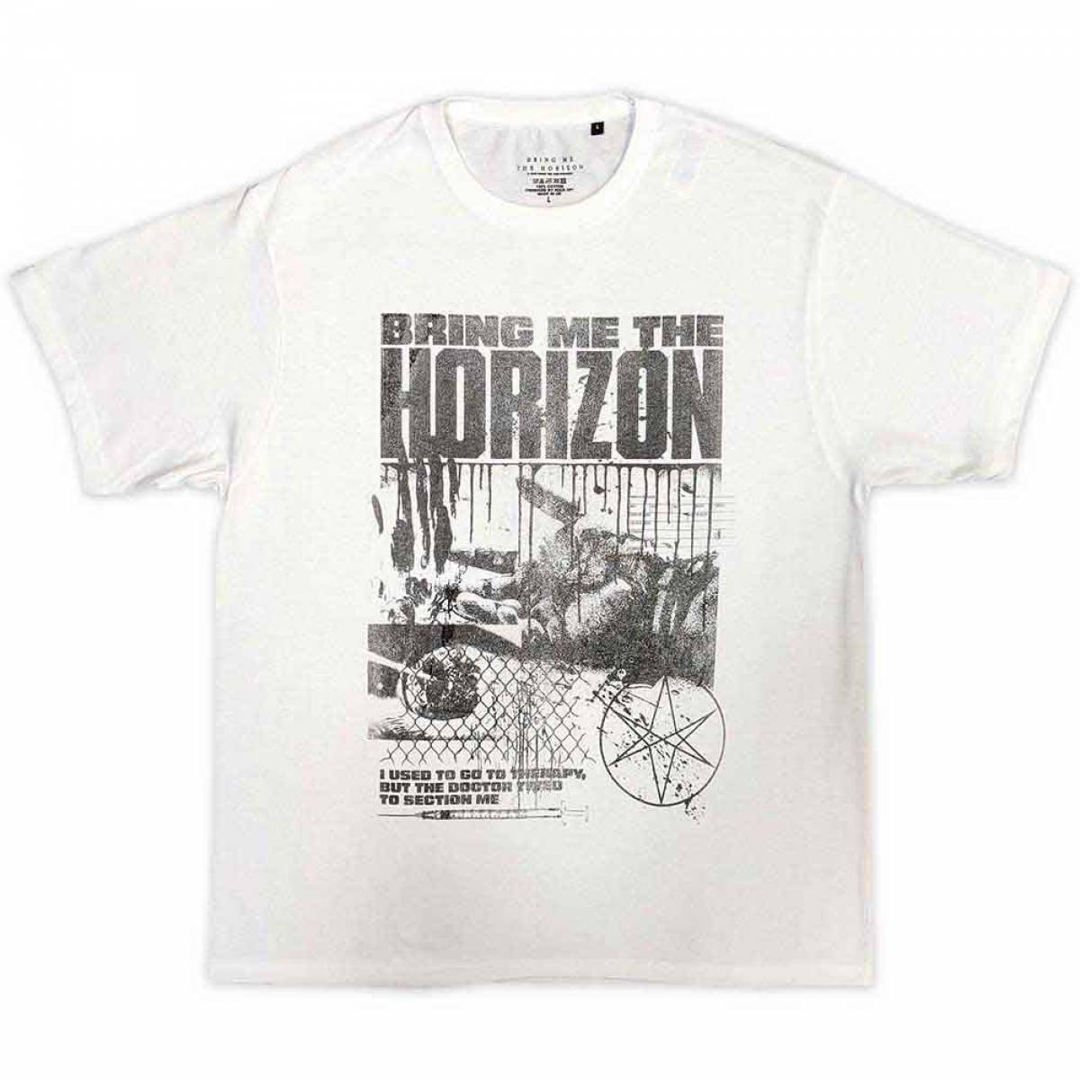 【予約商品】BRING ME THE HORIZON バンドTシャツ ユニセックス: Therapy (White) - WHITE
