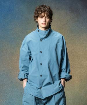 【予約商品】glamb(グラム)GB0225/SH12 : Deformed Stand Collar Shirt / デフォームスタンドカラーシャツ - Blue