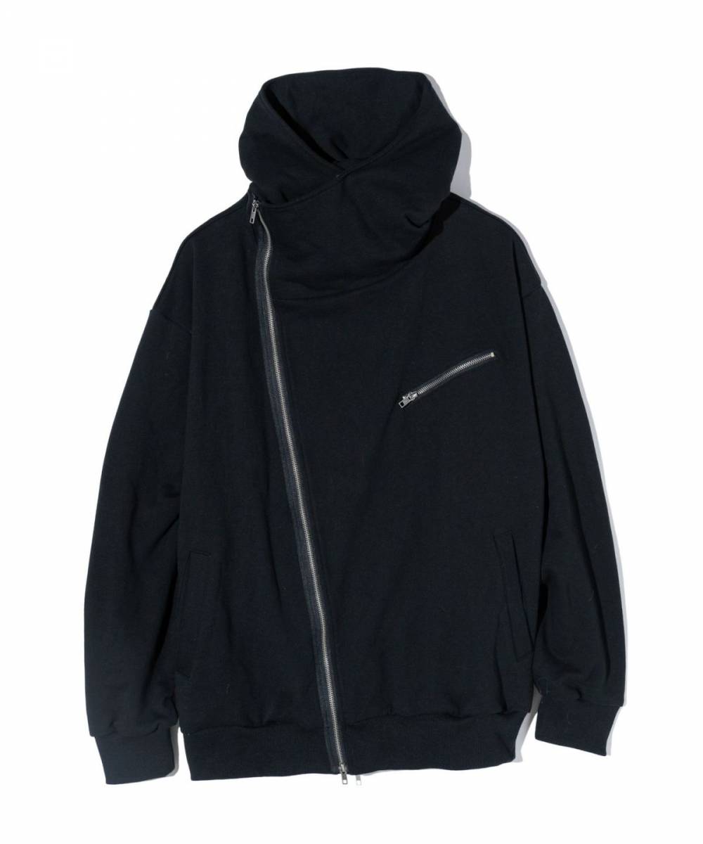 【予約商品】glamb(グラム) GB0424/CS21 : High Neck Riders Hoodie / ハイネックライダースフーディ - Black
