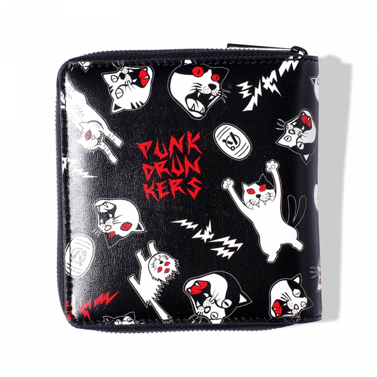 ロックファッション バンドグッズのgekirock Clothing Punk Drunkers ニャー財布 Black