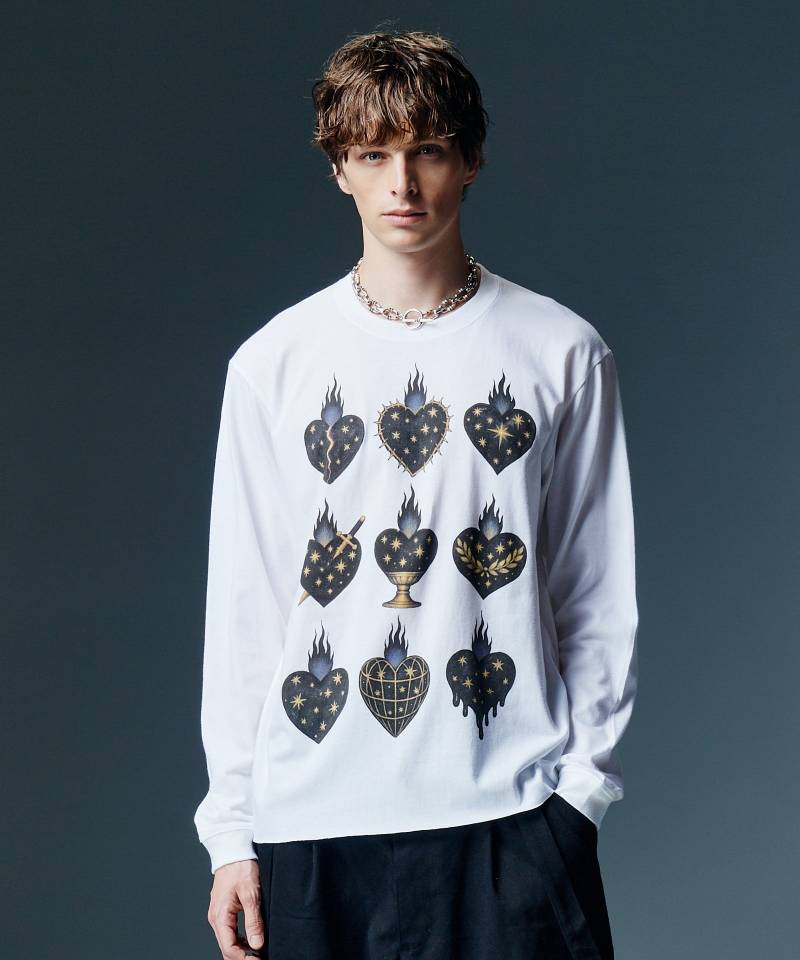 【予約商品】glamb(グラム) Sacred Heart Cutsew / セイクリッドハートカットソー - White